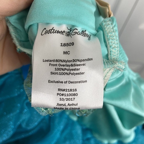 Costume Gallery Girls Beaded Tutu Size MC Teal Blue Green Floral Tulle Sequin - Picture 10 of 11